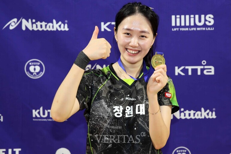 CWNU Table Tennis Team's Park Ji-eun Achieves National Team Selection